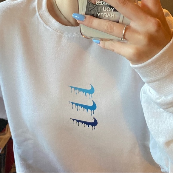Custom Blue Logo Drip Crewneck - Picture 2 of 4